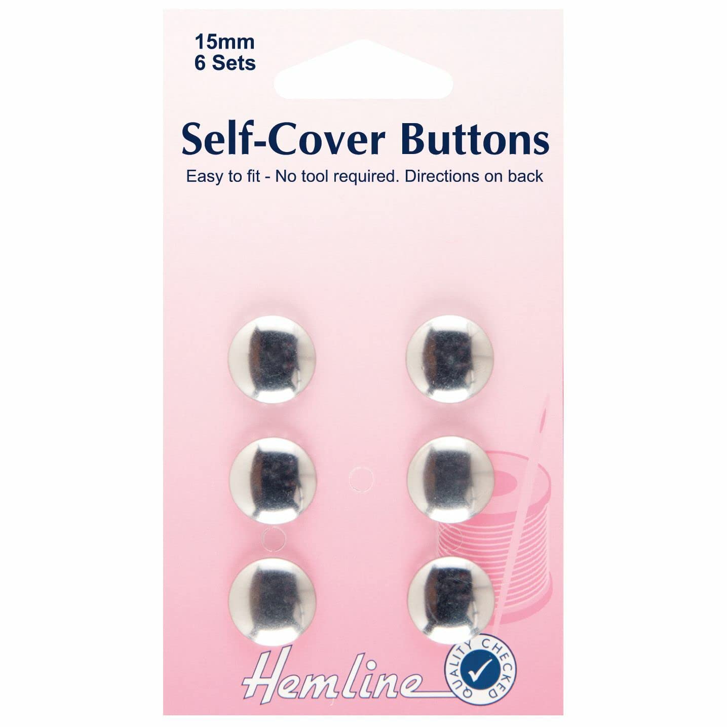 Self Cover Buttons - Metal 15mm, pk of 6