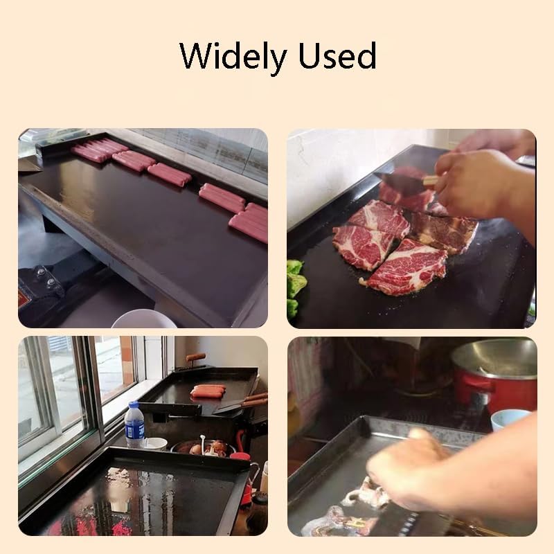 SanGin Teppanyaki Equipment, Commercial Teppanyaki Grill Pan, Even Heating, Overall Folding, Thickness 8MM, Oil Outlet, Gas Stove,60CM