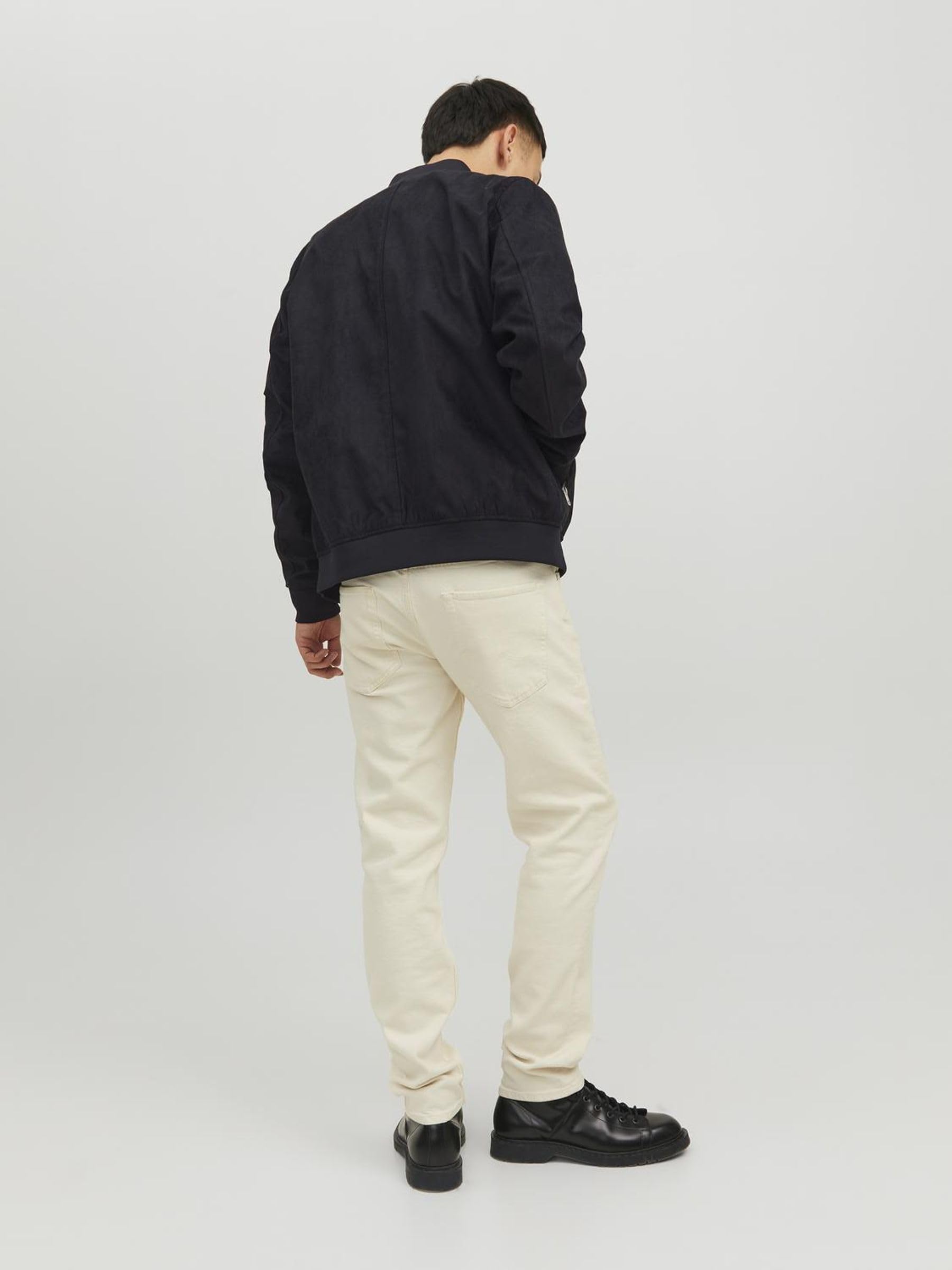 JACK & JONES Męska kurtka skórzana Jjrocky Fs Bomber, Jet Black, L