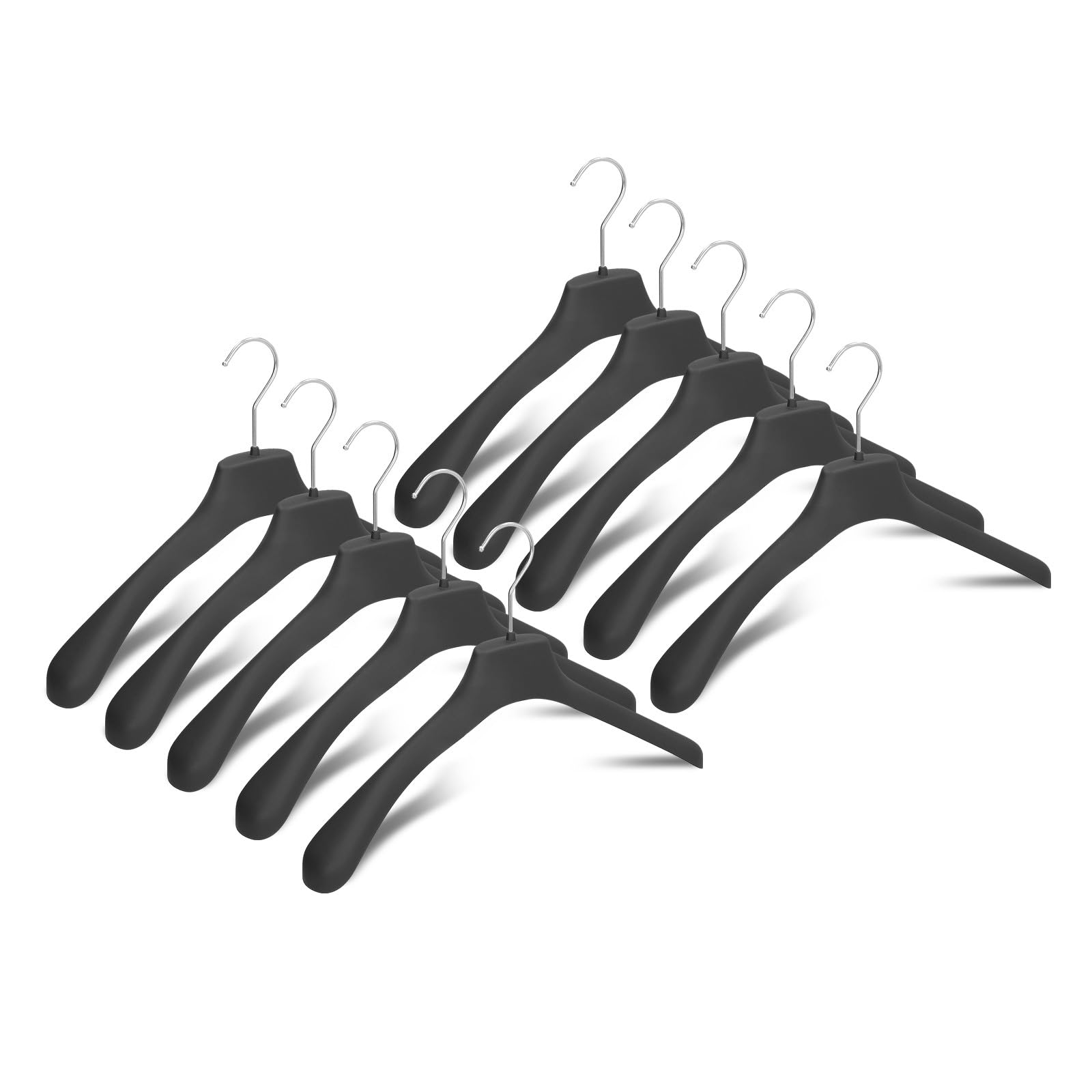 Mainetti Cintres caoutchoutés pour manteaux, sweat-shirts, vestes, vêtements lourds, cintres en plastique, béquilles robustes et antidérapantes, fabriqués en Italie, lot de 10 pièces (noir avec