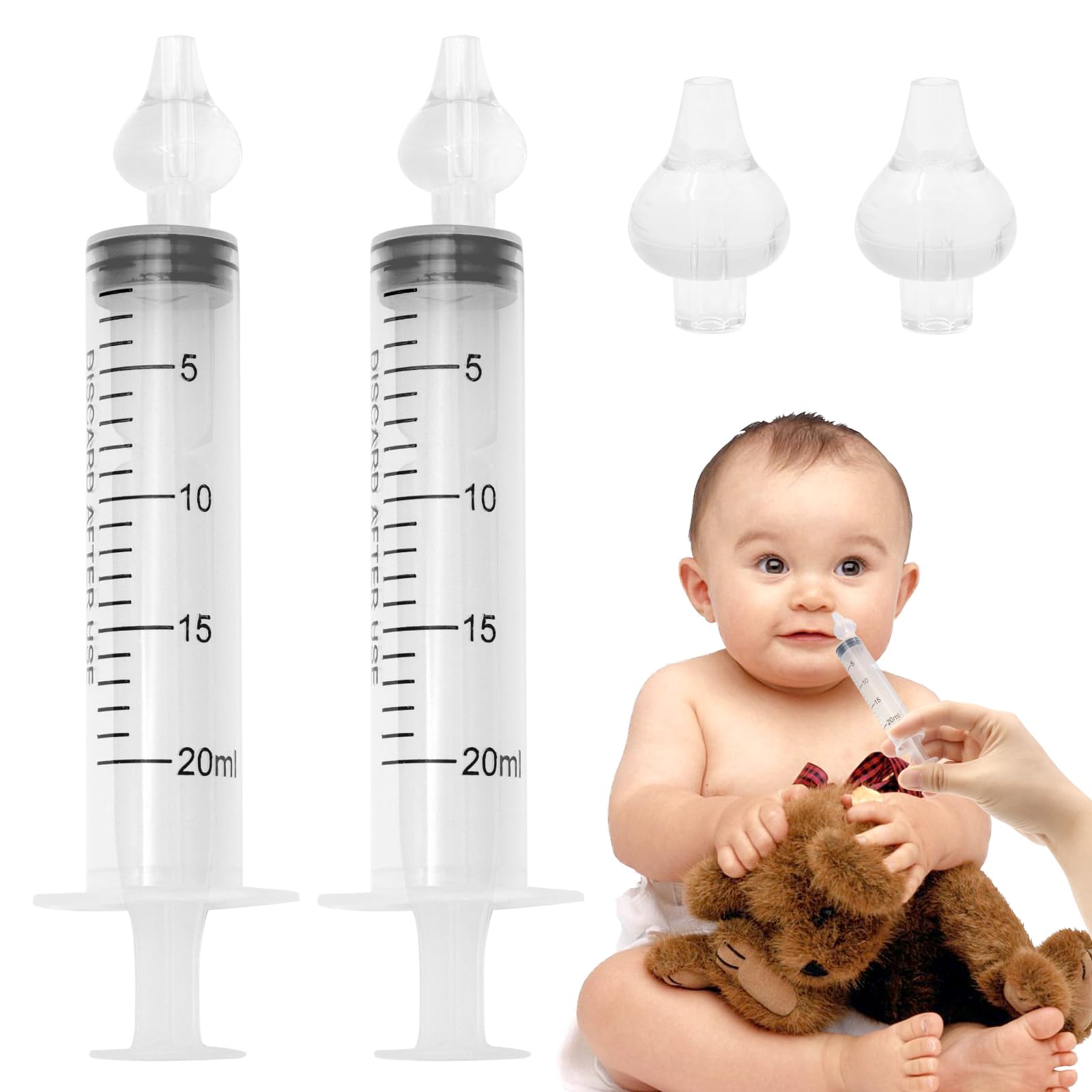Seringue Nasale Bebe 20 ml avec 2 Embouts en Silicone Souple