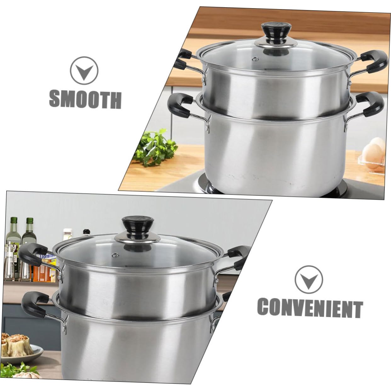 Edelstahl Suppentopf mit Dampfkorb, Silber, für Nudelgerichte | Sanftes Kochen, Vielseitig Einsetzbar im Küchenalltag, Robustes Edelstahl Design