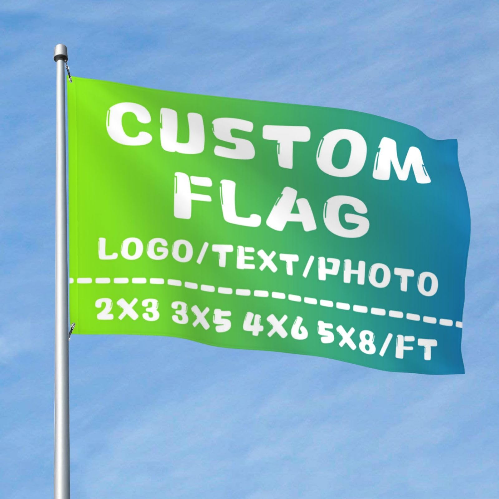PRFELMG Custom Flag,Design Your Own Logo/Photo/Text - 2x3Ft/3x5Ft/4x6Ft/5x8Ft - Personalised Flag Customisable Your Own Decorative Banner for Outdoor Sign Business Activity Festival - Single Sided
