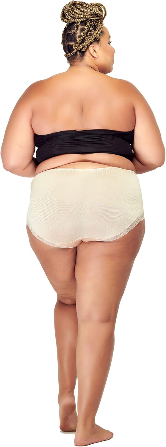 B2BODY M- Plus Size Breathable Underwear For Women 4 Pack Lace Bikini Panties - Image 4