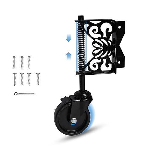 Nisorpa Rueda de puerta con resorte, rueda de puerta de 4.3 pulgadas, kit de puerta de valla de puerta de 330 libras para puerta de bañera de vinilo