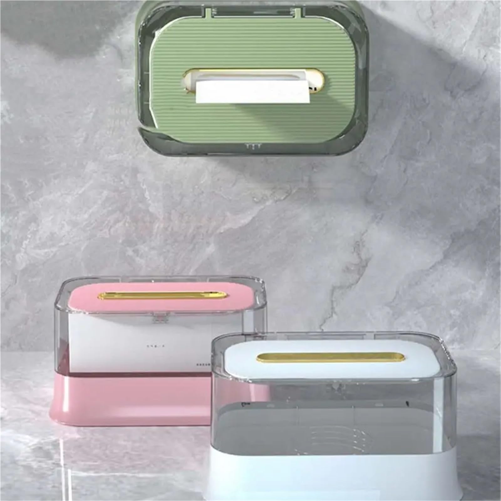 Porta carta igienica impermeabile a parete con scatola for fazzoletti a molla in plastica, organizer for tovaglioli di grande capacità for la casa Per Cucine(White)