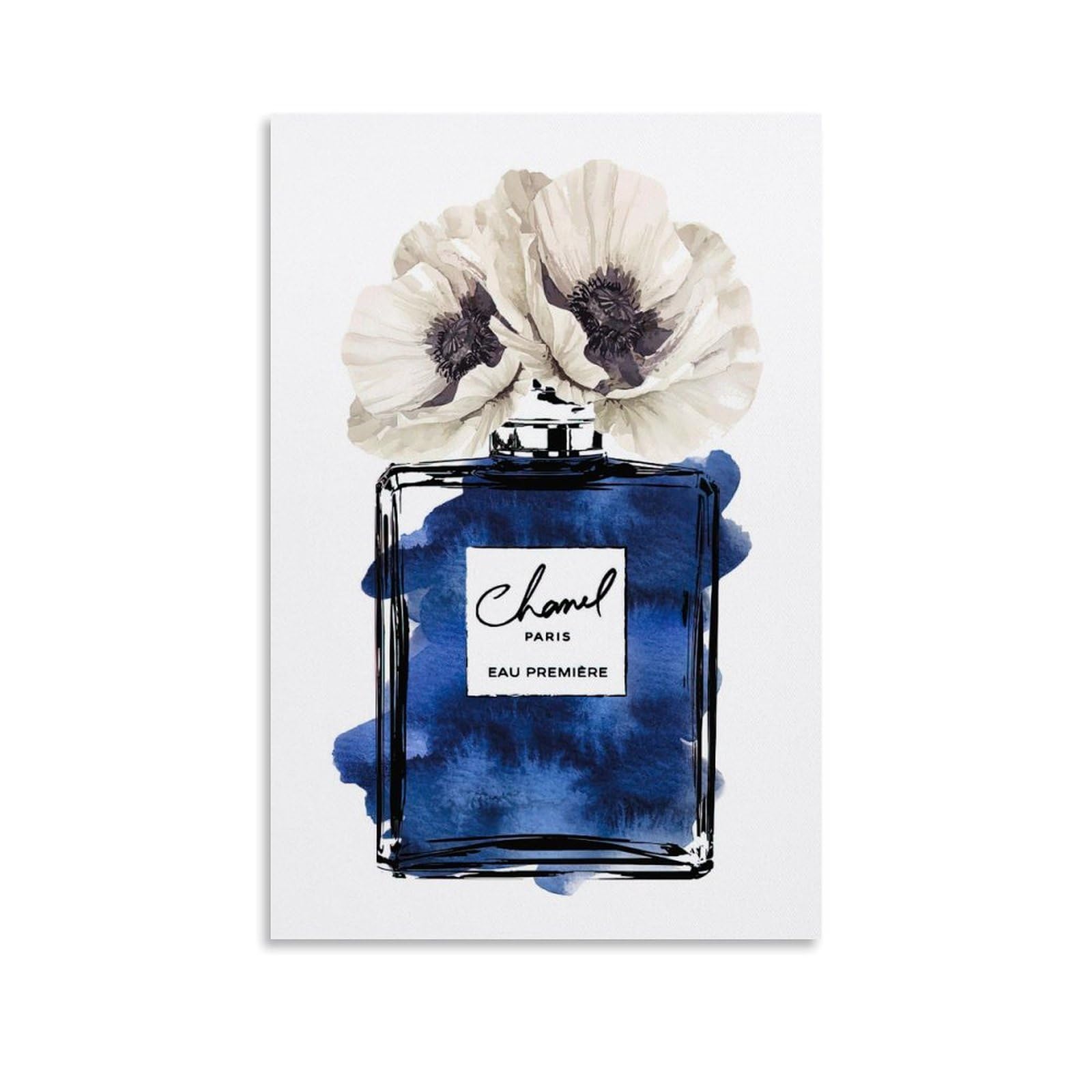 BanLaArt Fashion Perfume Bottle Navy Blue With Black Canvas Print Poster Decorative Painting Wall Art Picture Print Modern Family Bedroom Decor