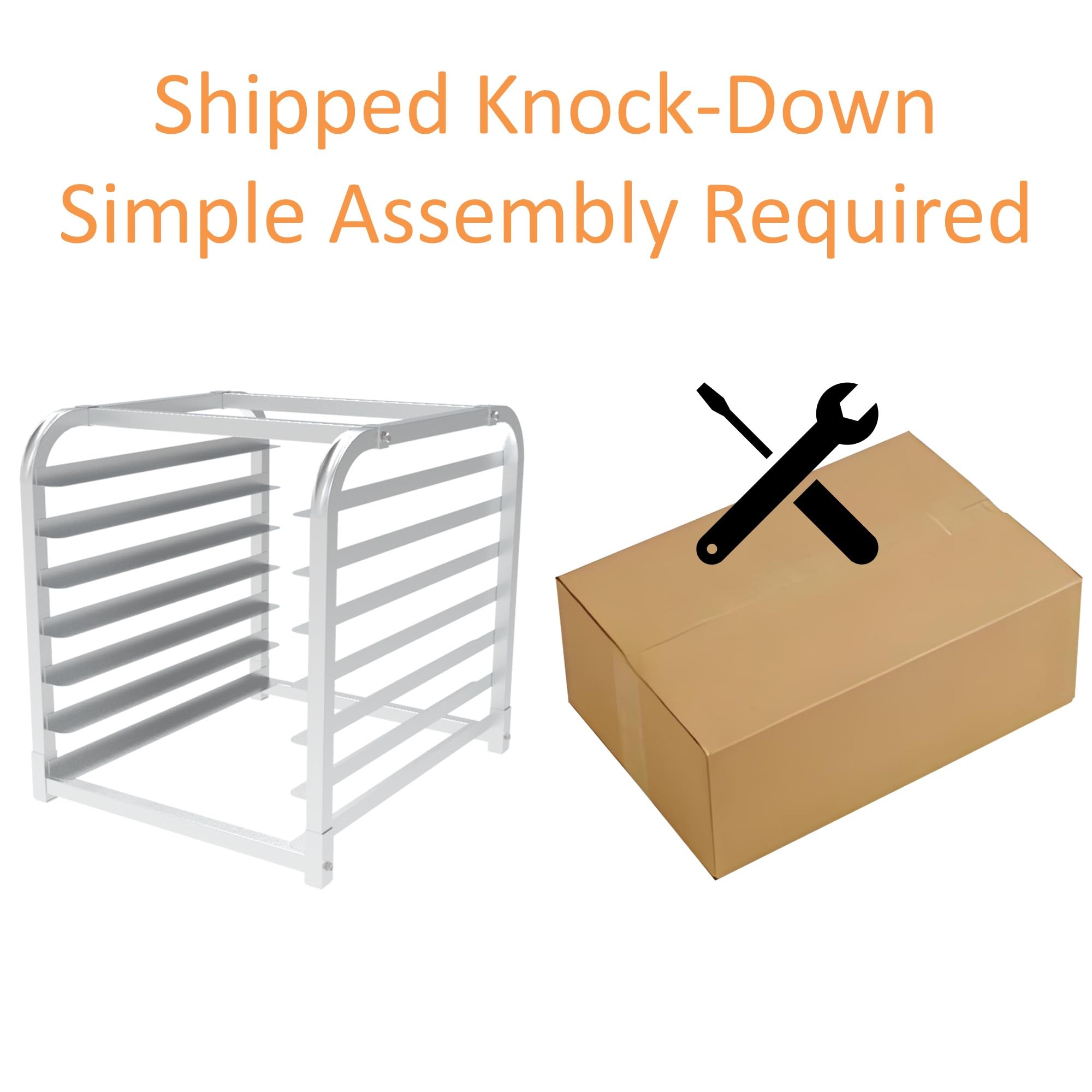 GSW AAR-1507 Knock Down Aluminum Half Size Countertop 7 Pan Rack, for 18” x 26” pans, for Commercial Kitchen, 24”D x 20-1/4”W x 23”H