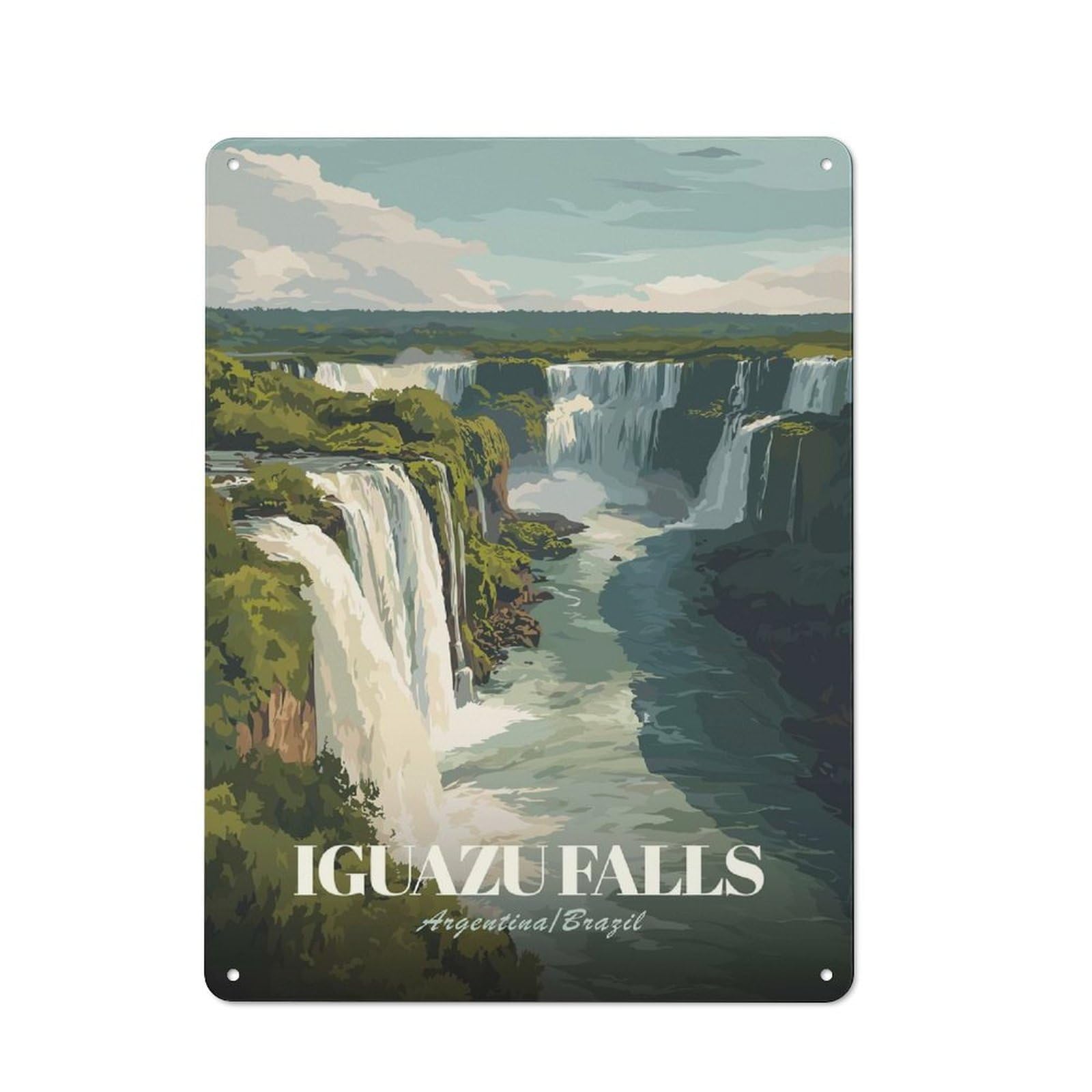 Junmoney Style-11 Iguazu Falls Argentina Brazil Country Metal Wall Decor 40X30cm, Decorative Tin Sign For Farmhouse Kitchen, Pantry Or Dining Area