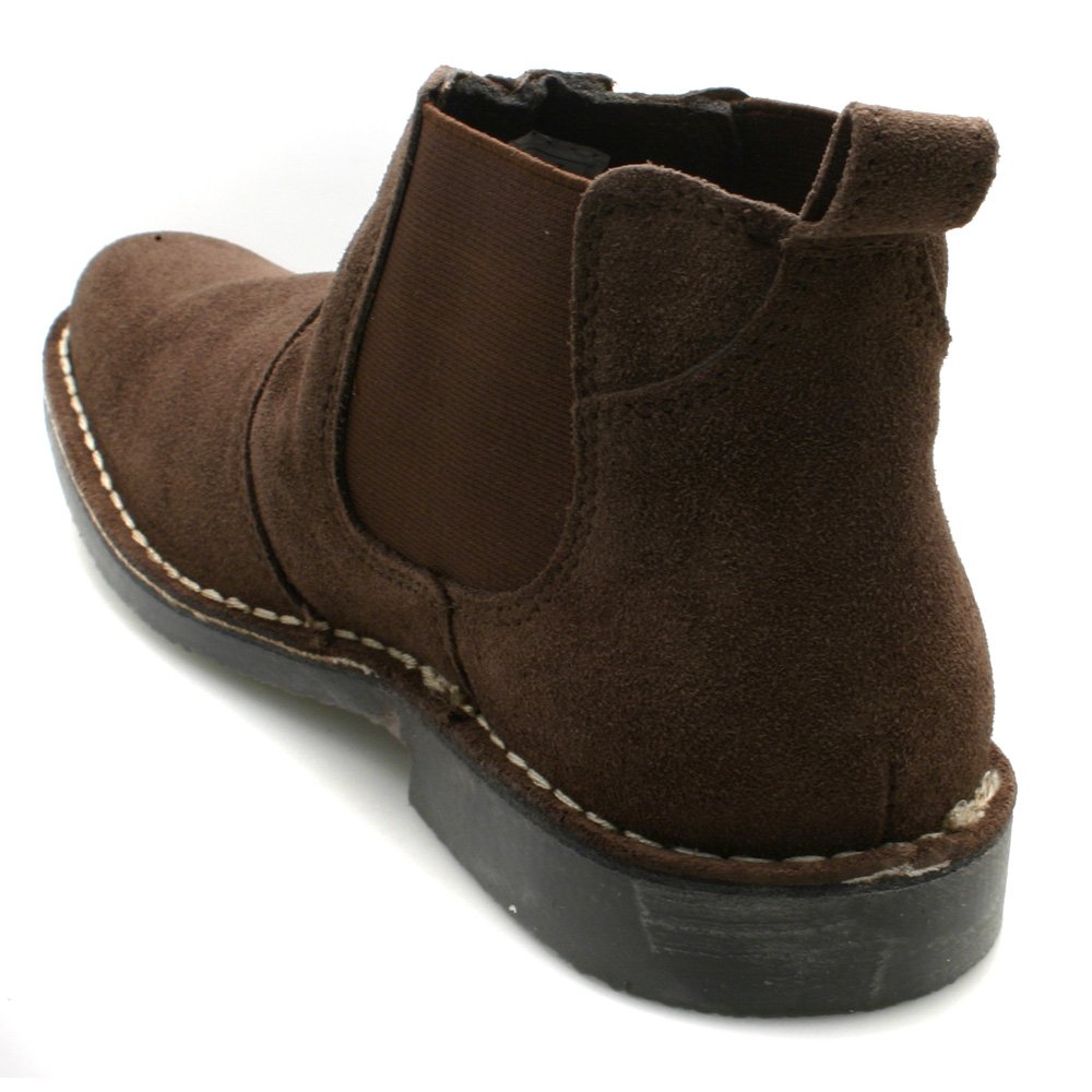 Mens Suede Twin Gusset Dark Brown Suede Ankle Chelsea Boots UK 9