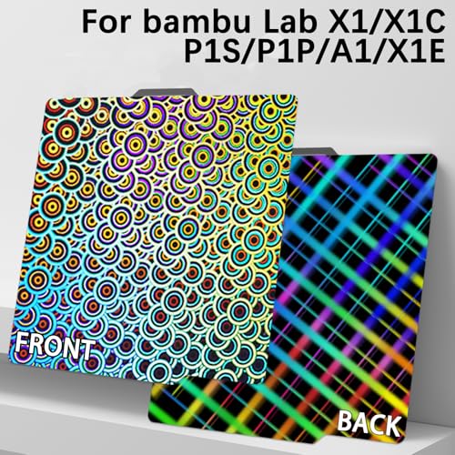 Image of New Upgraded Build Plate for Bambu Lab X2D /A1 /X1C /X1 /X1E /P1P /P1S /P2S Build Plate 3D Printer, Smooth Kaleidoscope+Smooth Skynet Spring Steel Plate Flexible Plate 257x257mm for Bambu 3D Printers