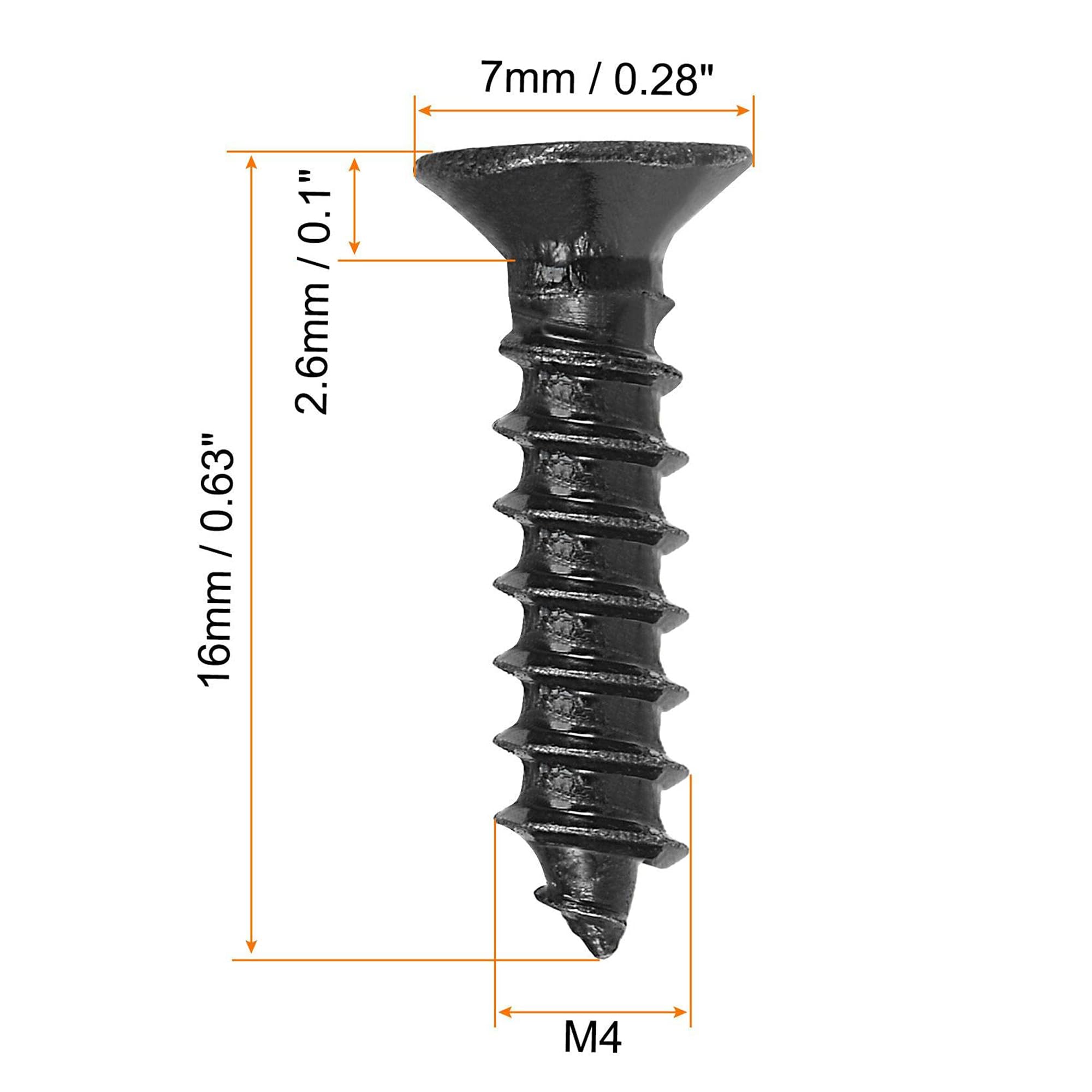 TA-VIGOR 100Pcs Self Tapping Screws, M4 Phillips Flat Head Screw, 16mm Countersunk Cross Head Tapping Screws - Image 2