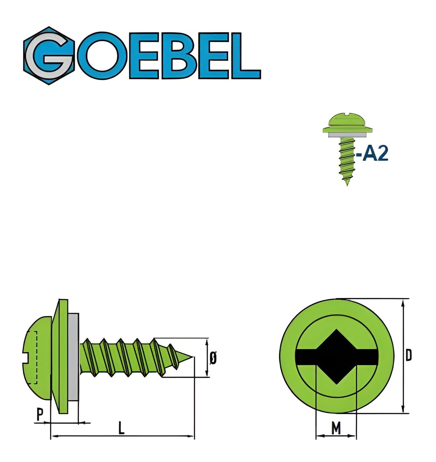 GOEBEL® - 500 x wkręty do blachy soczewkowej z podkładką uszczelniającą (Ø x dł.) 4,2 x 16 mm stal szlachetna A2 (V2A) z szybą EPDM, łeb soczewki, szczeliną wzdłużną, śruby z łbem soczewkowym, wkręty