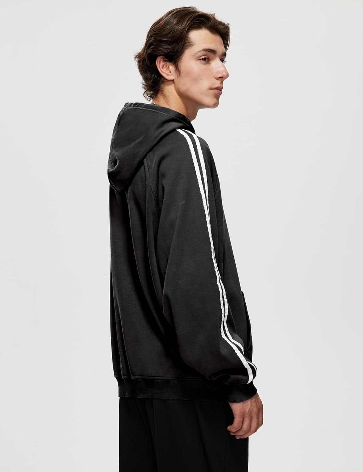 Iwing Hoodies Sweatshirts for Men Acid Wash Oversized Hoodie Double Striped Athletic Heavyweight Fleece Sweatshirt Women - Image 4