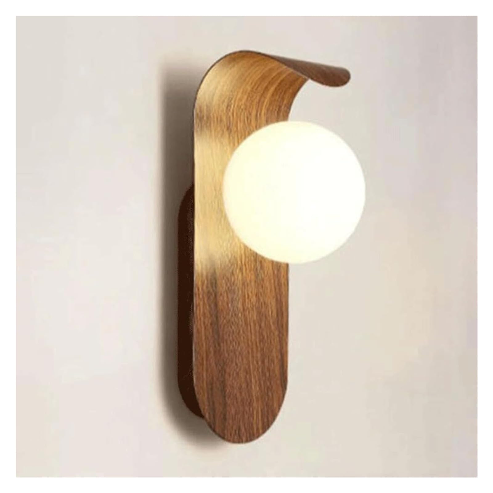KHUKHU Mid Century Wall Sconce Walnut Texture Glass Globe Wall Light Wood Industrial Farmhouse Wall Light Bedside Indoor Retro Industrial Wall Mounted Lamp for Living Room Bedroom Bathroom(C)