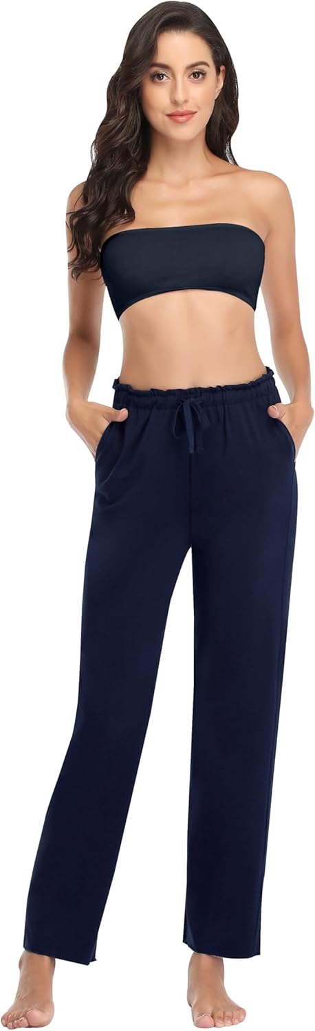 COLORFULLEAF Women's Bamboo Rayon Pajamas Pants Wide Leg Yoga Pants Casual Loose Cozy Sweatpants with Pockets - Image 5