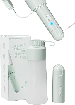 Electric Portable Bidet Sprayer Bottle Handheld for Women & Men, Travel Bidet Portable for Travel, Personal High Pressure Hygiene for Backpacking & Camping VMASSTONE EPB-001 Mint Green