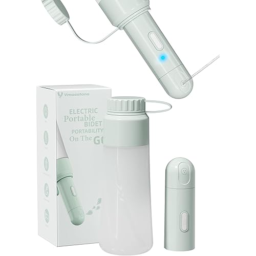 Electric Portable Bidet Sprayer Bottle Handheld for Women & Men, Travel Bidet Portable for Travel, Personal High Pressure Hygiene for Backpacking & Camping (VMASSTONE EPB-001 Mint Green)