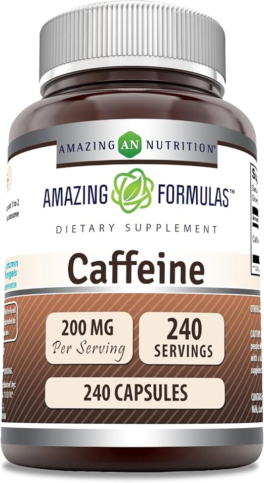 Amazing Formulas Caffeine 200 Mg per Serving | Capsules | Non-GMO | Gluten-Free | Made in USA (1 Pack, 240 Count)