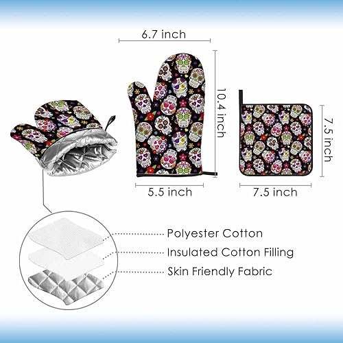 Miniatura 9 de Juego de manoplas de horno y soportes para ollas de flores verde azulado, hortensias, naturaleza, primavera, verano, resistentes al calor, 3 piezas