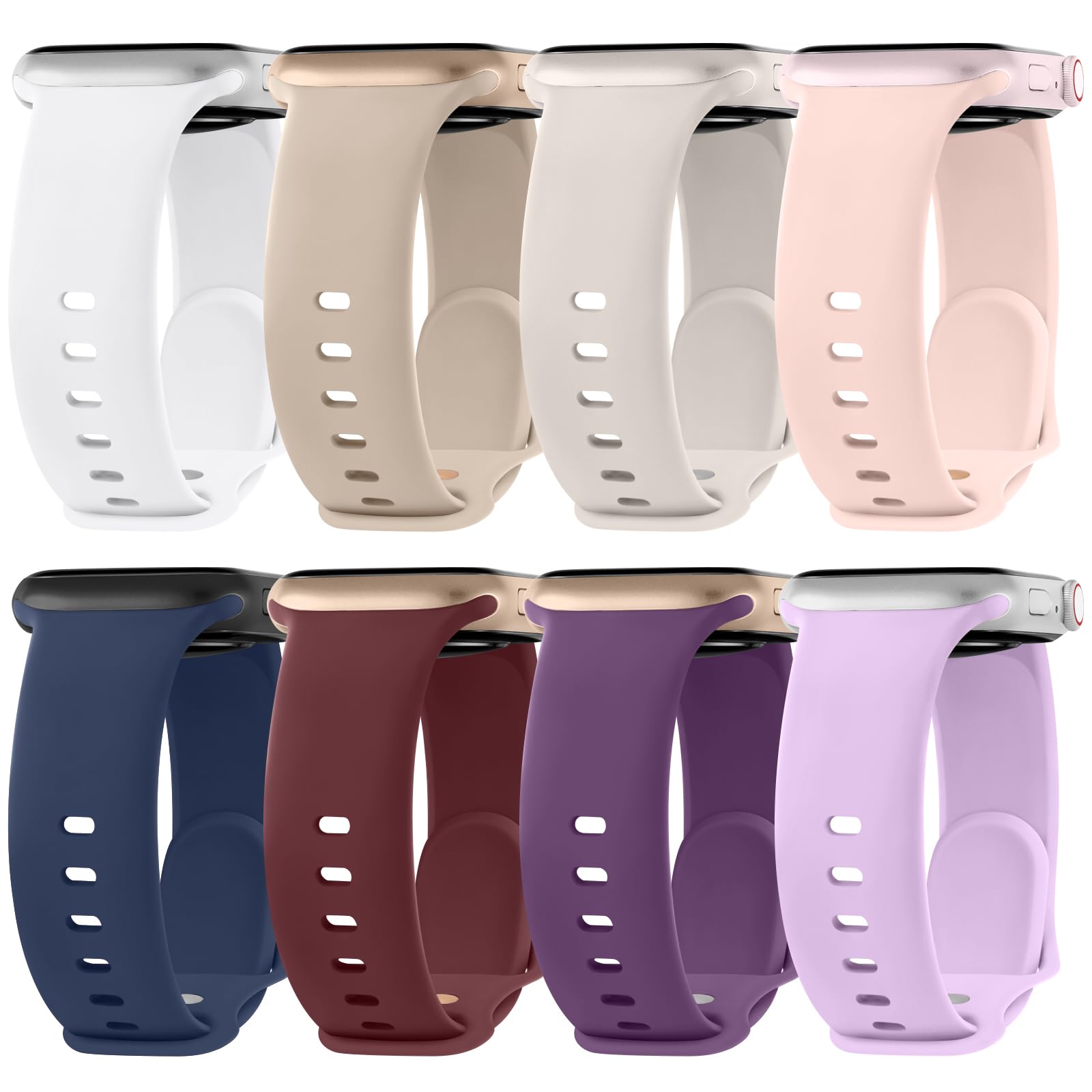 [8 PACK] Straps for Apple Watch Straps 42mm 44mm 45mm 46mm 49mm, Silicone Replacement Sport Band for iWatch Series 11 10 9 8 7 6 5 4 3 2 1 SE Ultra, iwatch Strap Women Men 8-PACK 03