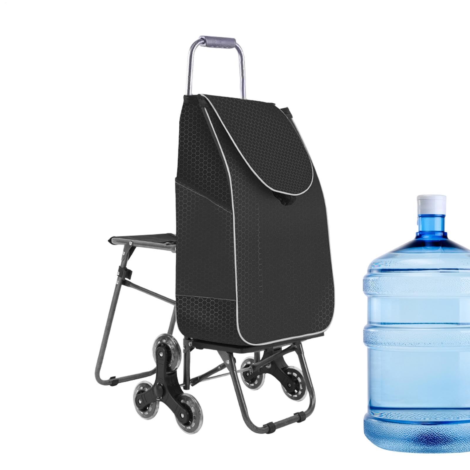 Carrello Saliscale Borsa Carrello Pieghevole A 3 Ruote Saliscale | Carrello Spesa Con Rotelle Per Anziani Salita Scale Supermercato Mercato Lavanderia Casa Uso Domestico Auto Autobus