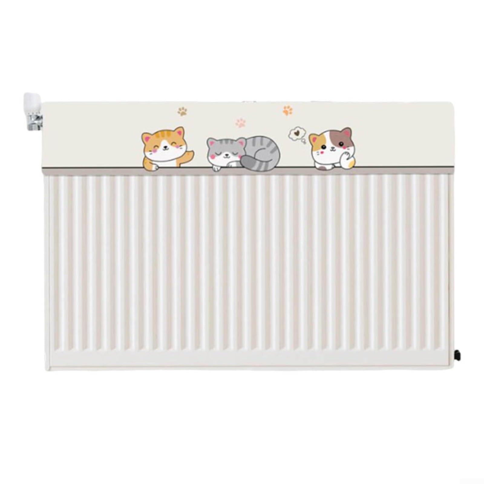 Puupaa Decorative Radiator Cover Dust for PROTECTION Shield Cat Pattern Heat Dissipation Fabric Washable Home Decor Accessory White Various Sizes 60cm -180cm(100cm)