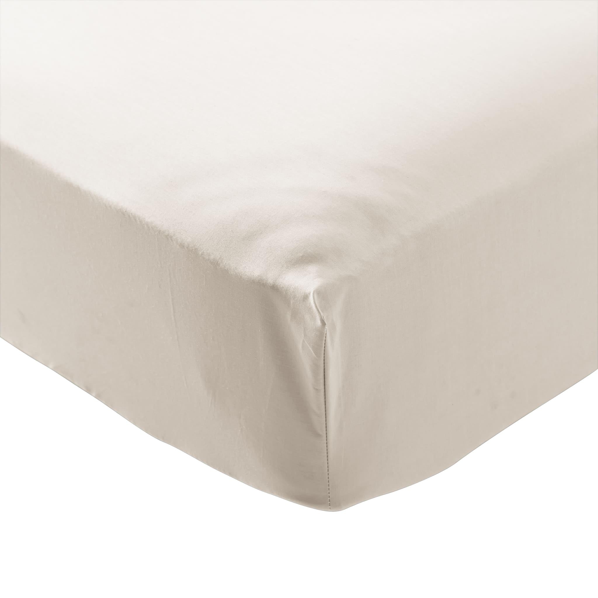 Drap Housse Coton Percale Bonnet 40 cm Écru 180x200 - SOMEO