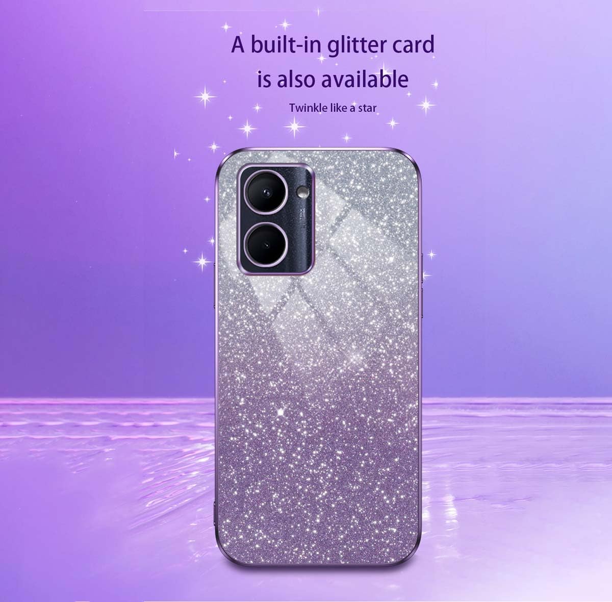 RankOne Custodia con Glitter Sfumati per Realme C33 (6.5 Inches), Cover Protettiva per Telefono Sottile e Sottile - 1