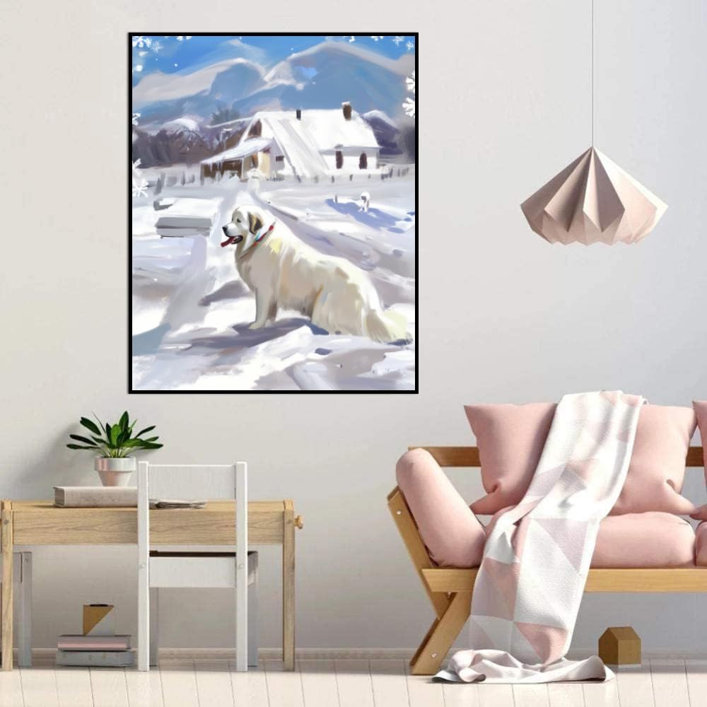 DIY Paint by Numbers Great Pyrenees Dog on Canvas Painting Kits for Adult, Beginner Oil Painting Kits Gift 20x24inch(50x60cm) Frameless