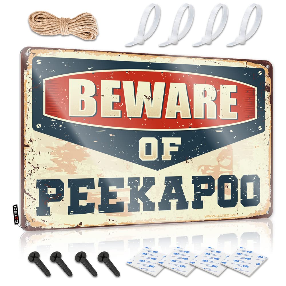 Beware Of Peekapoo Framed Optical Illusion - Art Name Vintage Wall Art(30X40CM)