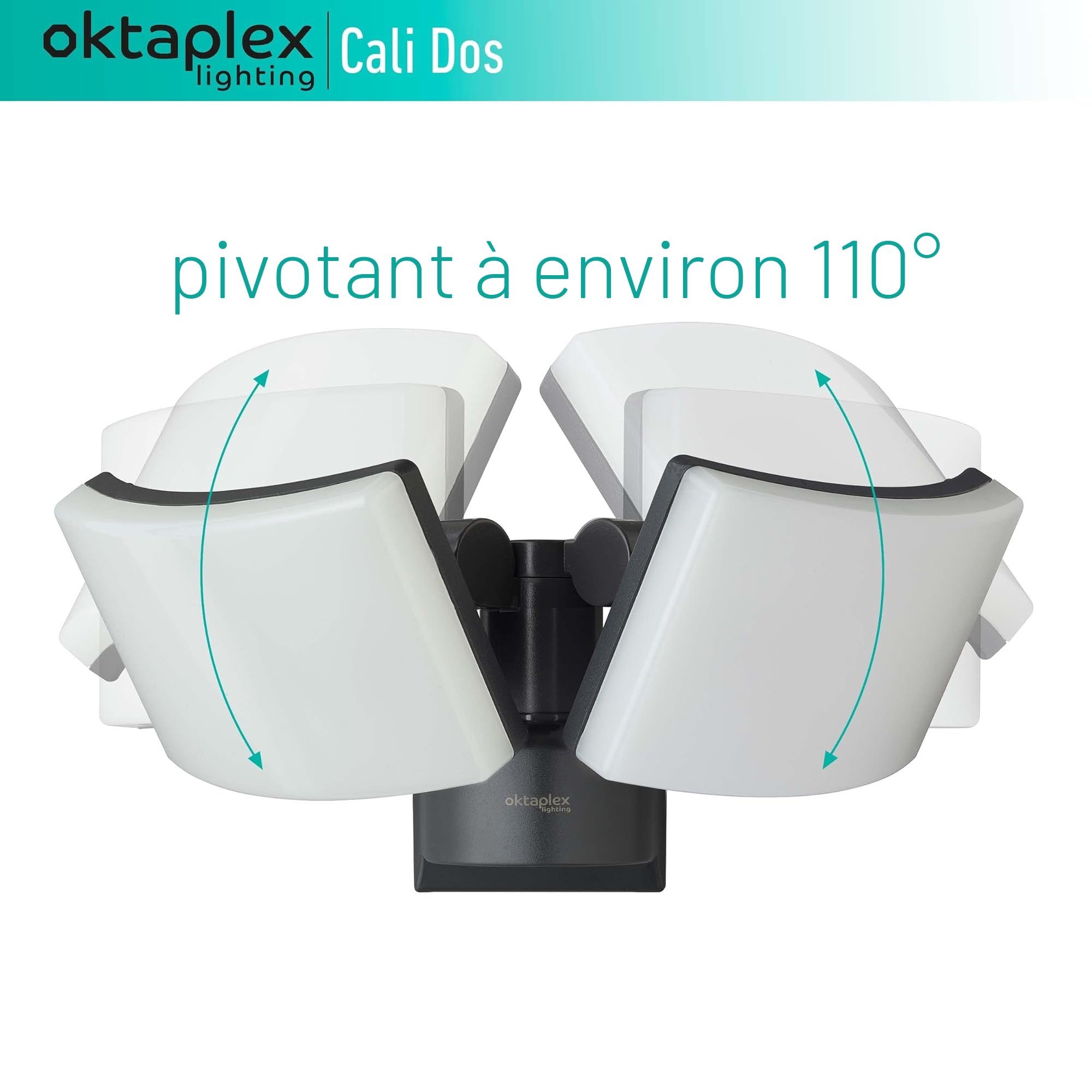 Oktaplex Projecteur LED extérieur Cali Dos 40W 2 têtes | Projecteur mural extérieur IP65, 3000K blanc chaud, projecteur anthracite