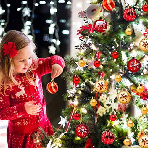 Enfeites de bola de Natal,Bolas de decorações de natal pintadas de vermelho e verde | Conjunto de en