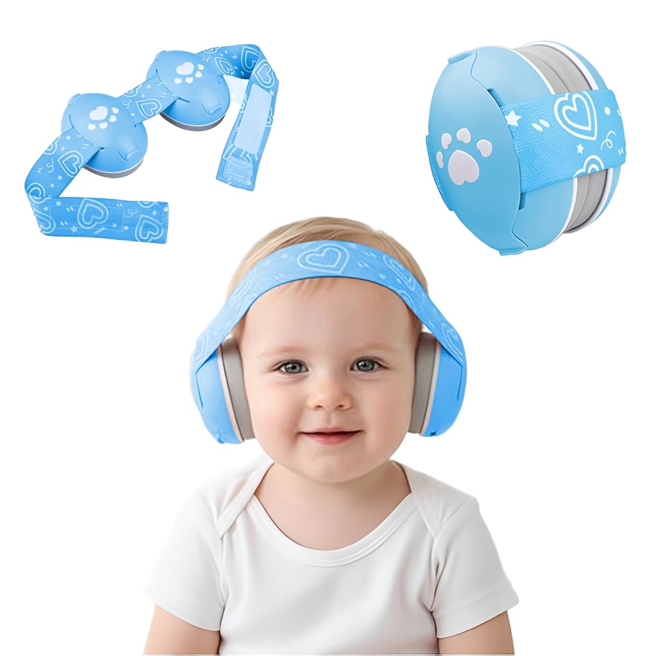 YingErTool Baby Ear Defenders - 25dB, Soft and Adjustable Headphones Noise Cancelling for Babies and Toddlers up to 36 Months, Safe & Soothing Hearing Protection, Ideal for Travel, Sleeping (Blue)