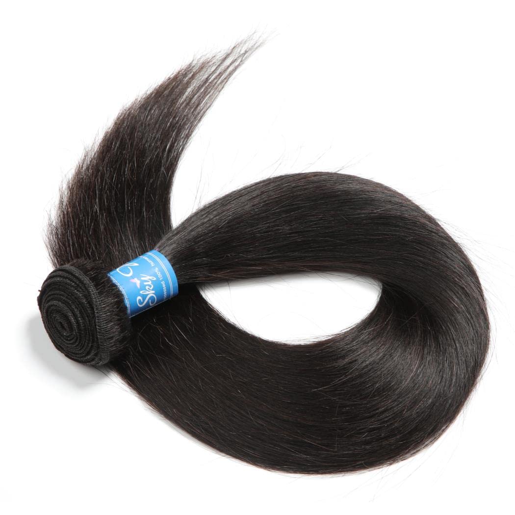 Brazilian Straight with Closure 10a Unprocessed Brazilian Virgin Hair 3 Bundles with Middle Part Closure Natural Black Human Hair Bundles With Closure(18 20 22with 16)