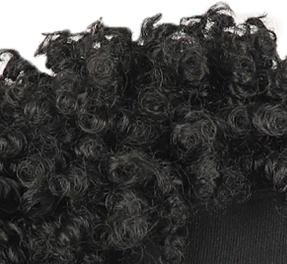 Short Kinky Curly Hair Extension Baseball Cap Hat Hair Pieces for Women Black Baseball Cap Short Synthetic Hair Extensions Adjustable