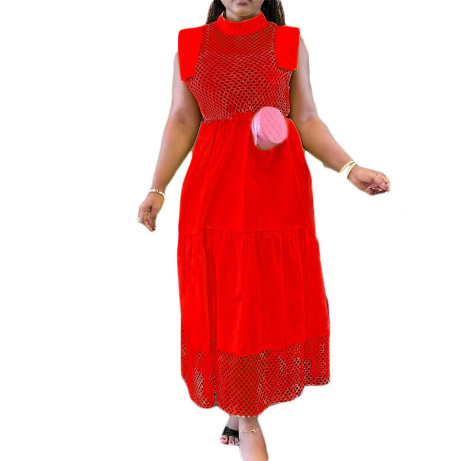 Vestidos Nueva Costura Hueca De Verano De Verano De Gran Tamaño Vestido Elegante Sexy Suelto
