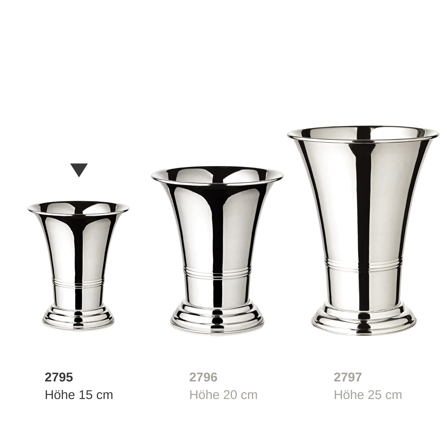 EDZARD Jarrón Tromba (Altura 15 cm) Capa Gruesa Plateado - Florero Moderno para Tulipanes, decoración de Mesa