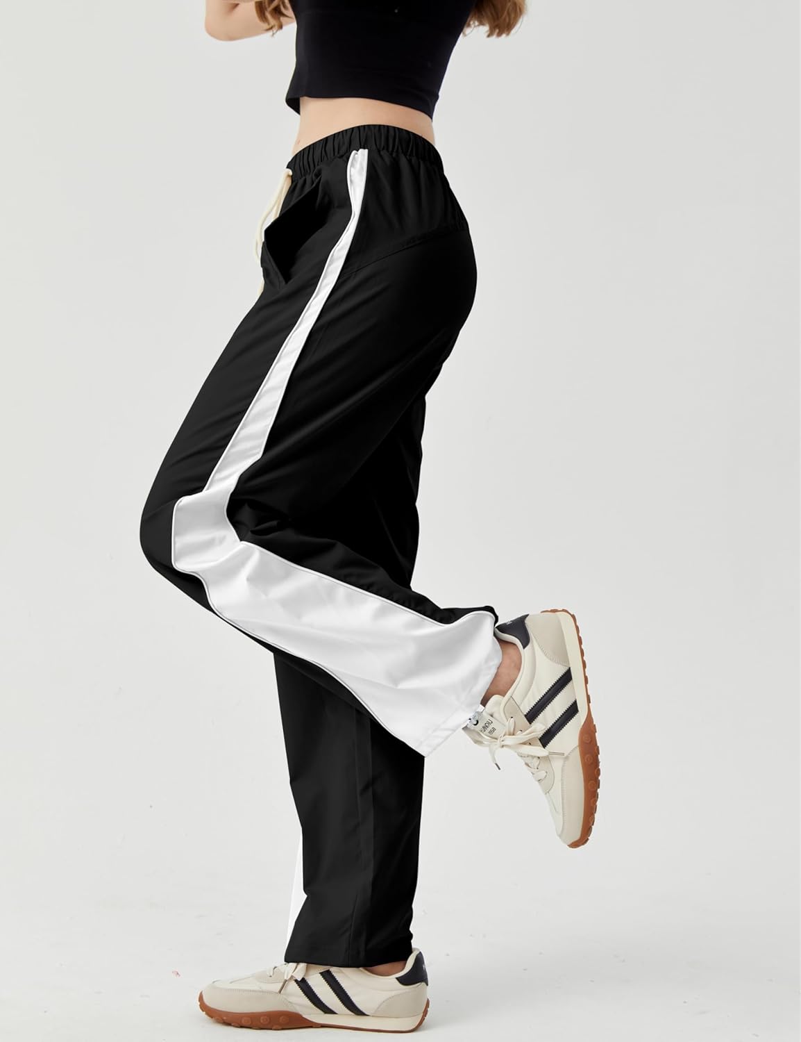 Women's Parachute Pants Y2K Elastic Drawstring Baggy Track Pants Jogger Sweatpants - Image 6