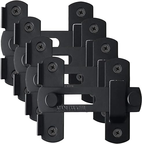 Pestillo para puerta de granero, paquete de 4 cierres de puerta de acero inoxidable de 4 pulgadas, cierres de puerta abatibles, cierre de puerta