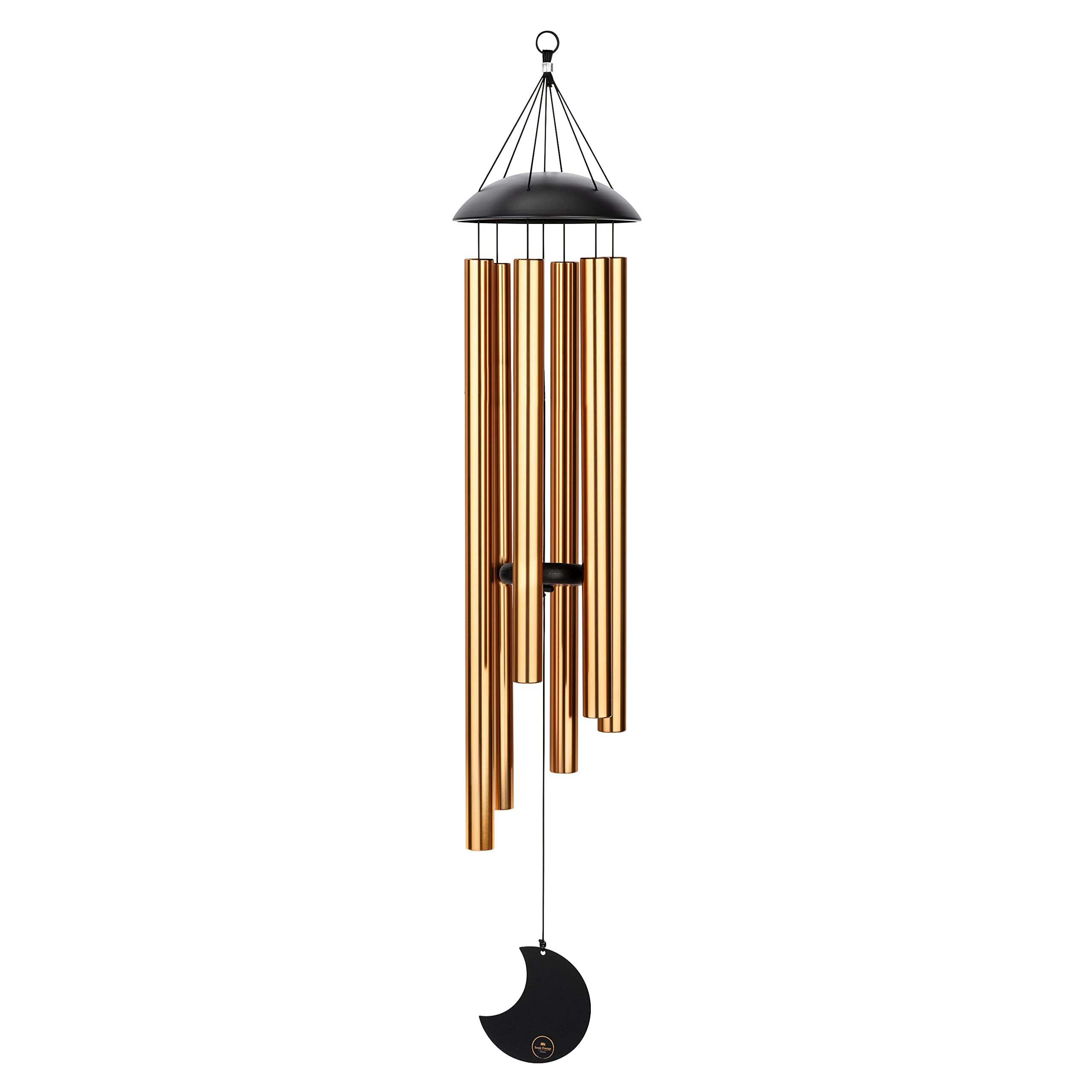 Sonic Energy Moon Meditation Chime – 110 cm, Bronze – Windspiel mit 6 Klangstäben, 432 Hz – Dekoration für Innen- und Außenbereich (MMC44B)