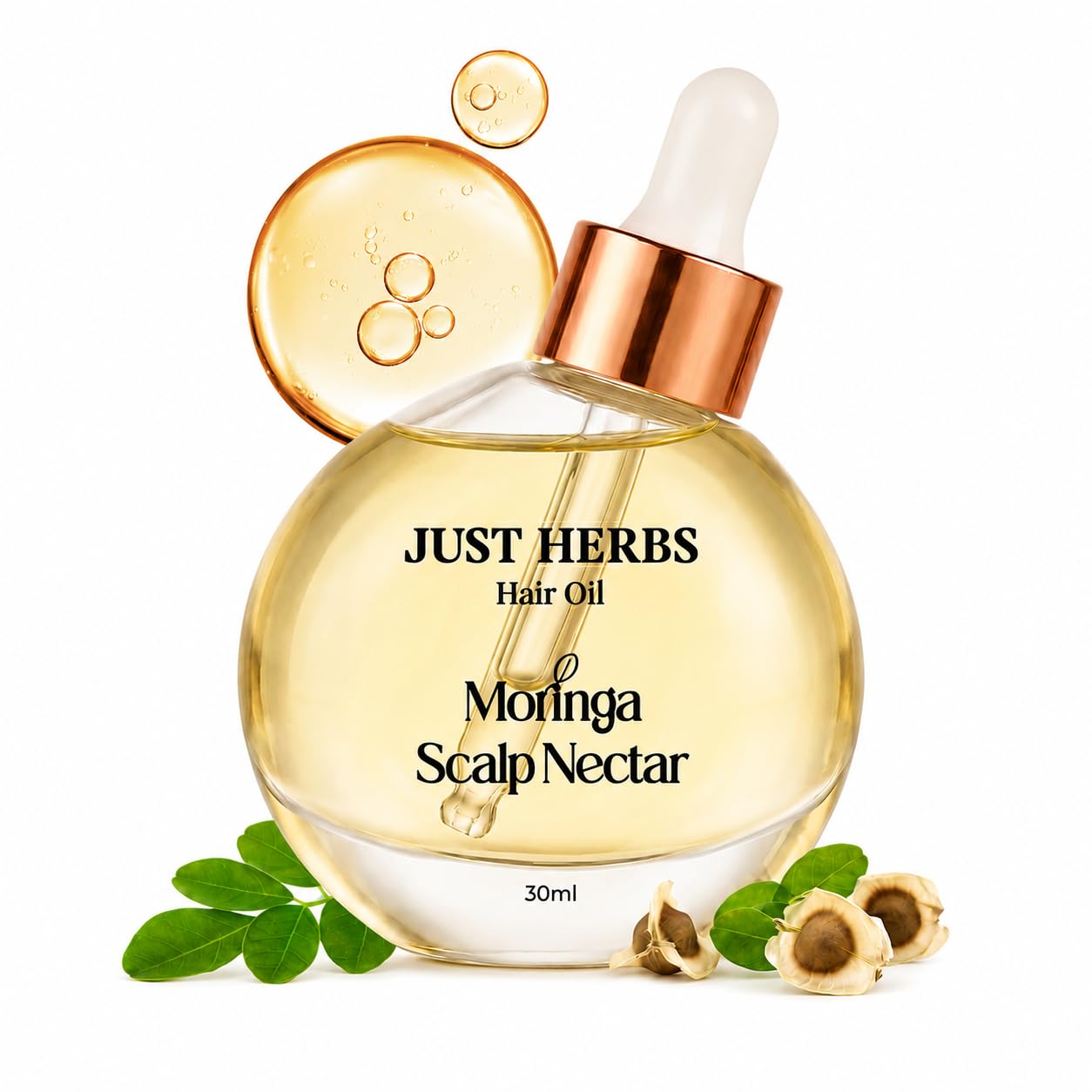 Just Herbs Hair Oil Moringa Scalp Nectar | 99% Active Oil Infused | Silicone Free, Paraben Free, | Damage Repair, Hair Breakage | For hair growth Men & Women - 30ml-image-24