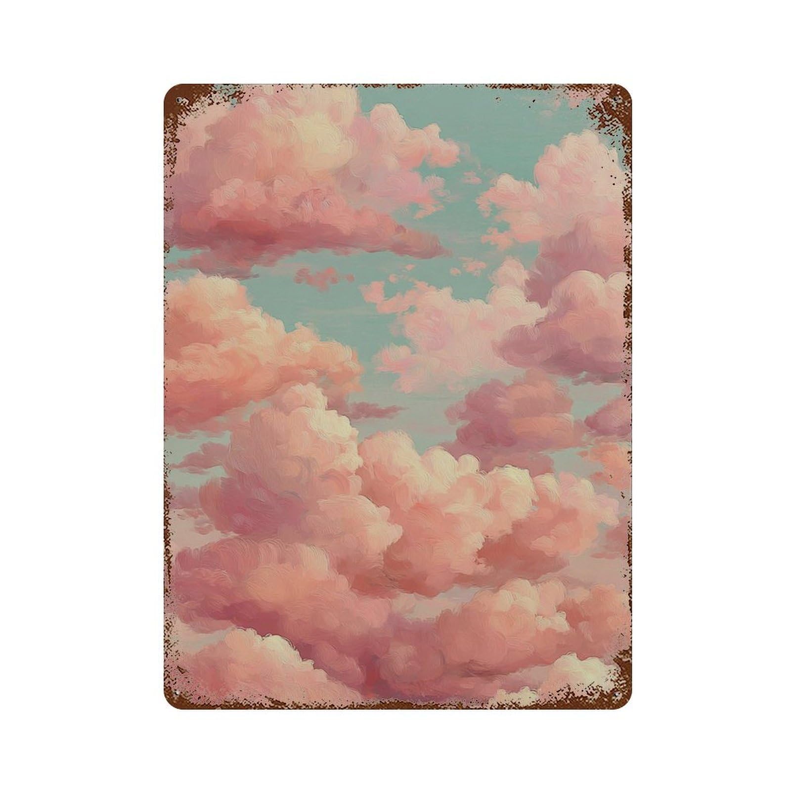 xiaoxiaoshen Pink Cloud Dreamy Sky Pastel Cloudscape Aesthetic Painting Soft Sunset Modern Ho Wall Decor Art Metal Tin Poster Modern Home Decor Art Home Bar Shop Decorations Vintage Sign 40x30cm