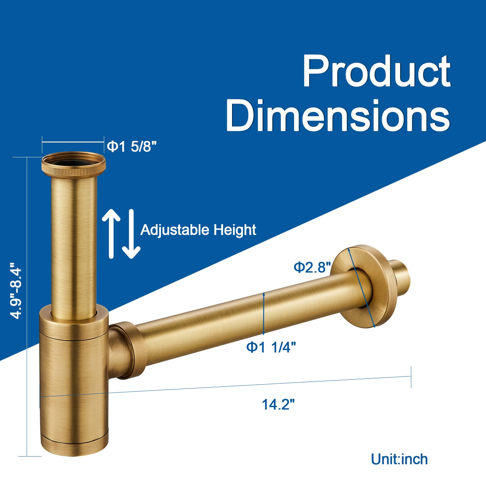 TSIBOMU Solid Brass Bathroom Sink P-Trap Complete Set