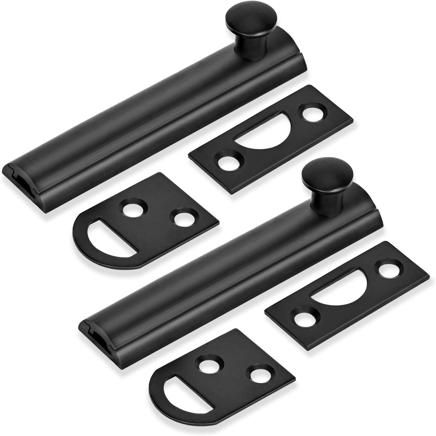3 Inch Solid Brass Surface Bolt, Matte Black Door Lock, 2 Pack
