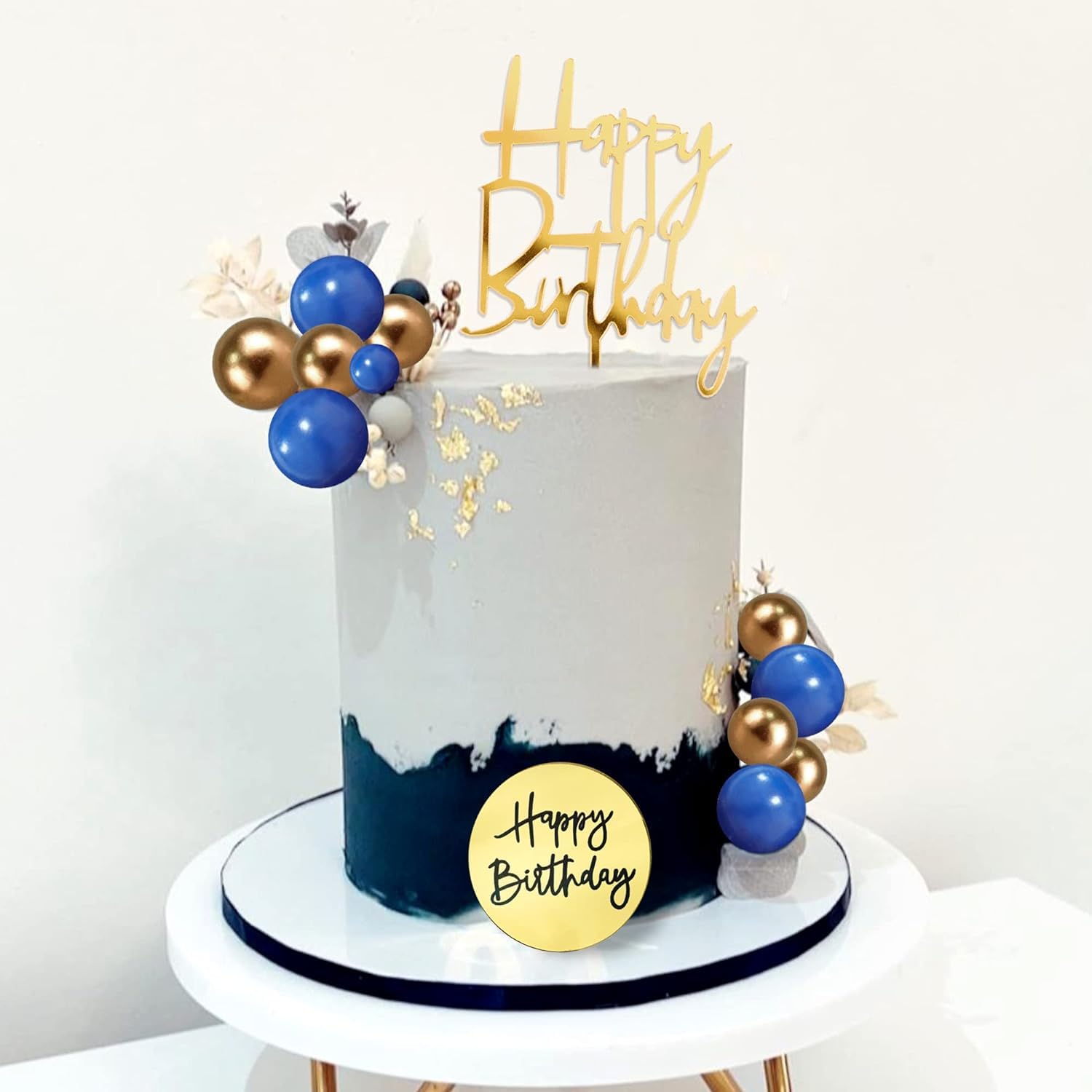 25-teilige Tortendeko-Set – Blaue & Goldene Kugeln, Cake Topper Für Geburtstag, Hochzeit, Party