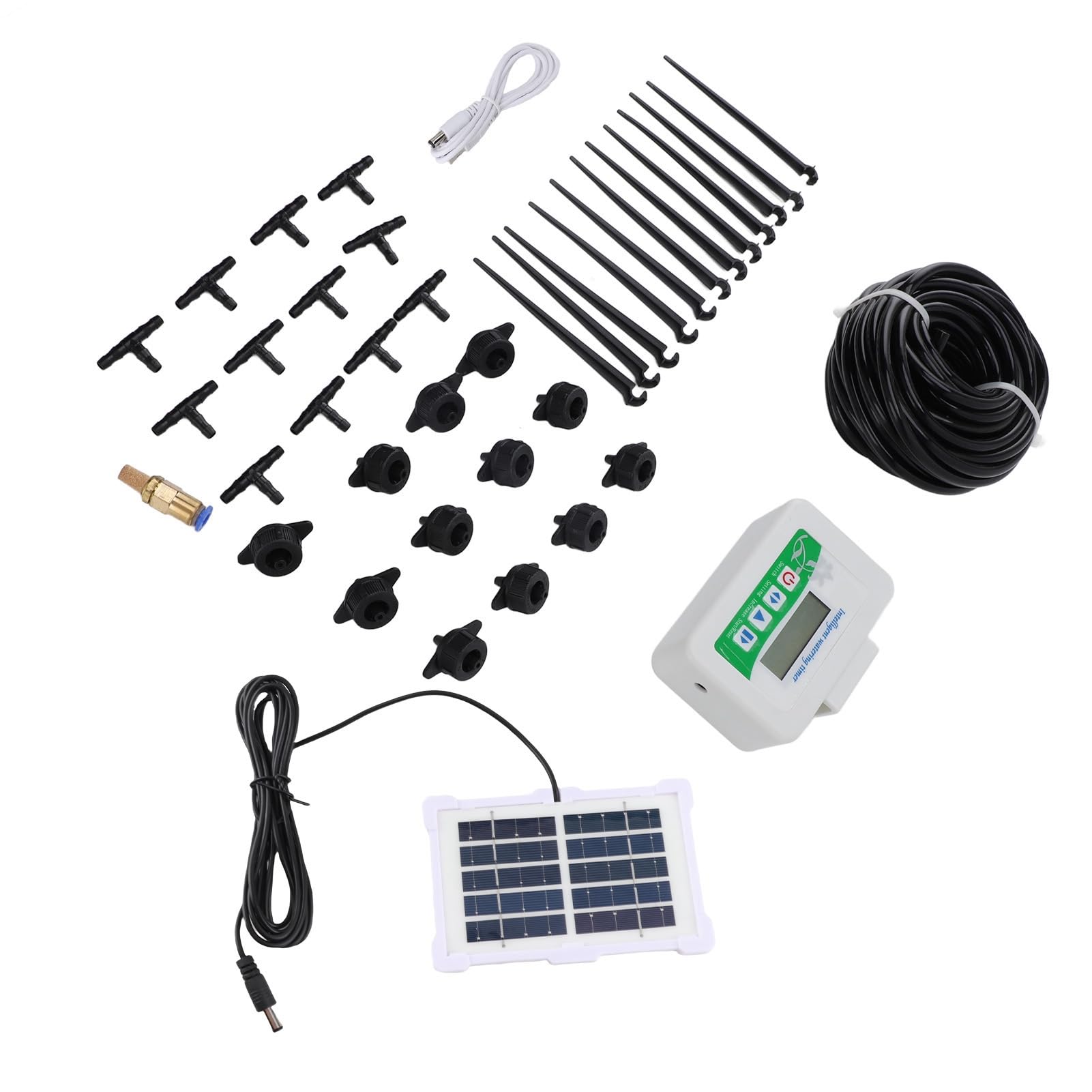 Rengue Timer Irrigazione Solare, di Irrigazione Automatico Programmabile con Ricarica Solare, Programmazione Regolabile, Controllo del Risparmio Idrico per Serra da Giardino e Prato degli Agricoltori