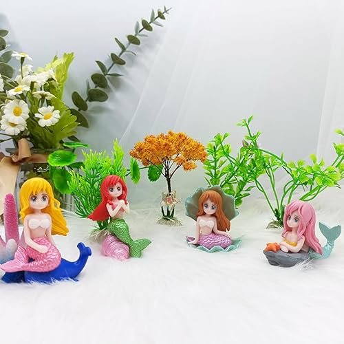 Exasinine 8 Pcs Cute Miniature Mermaid Figurines, Mini Mermaid Figurines Cake Topper Set For Crafts, Succulent Planter, Moss Landscape Diy Terrarium #TOP1