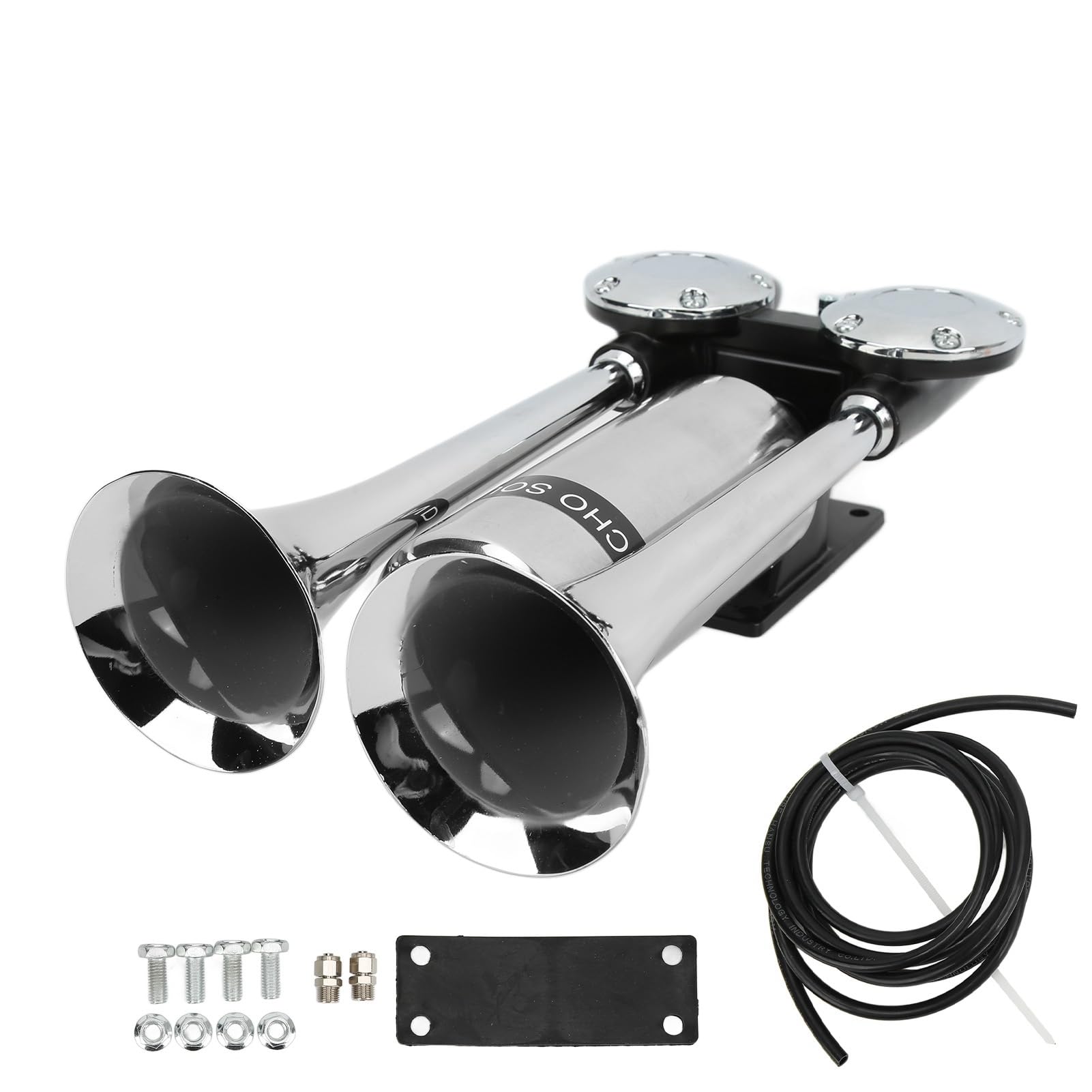SIXRUN Auto Doppelhupe Luftdruck Signalhorn Zinklegierung Verchromt