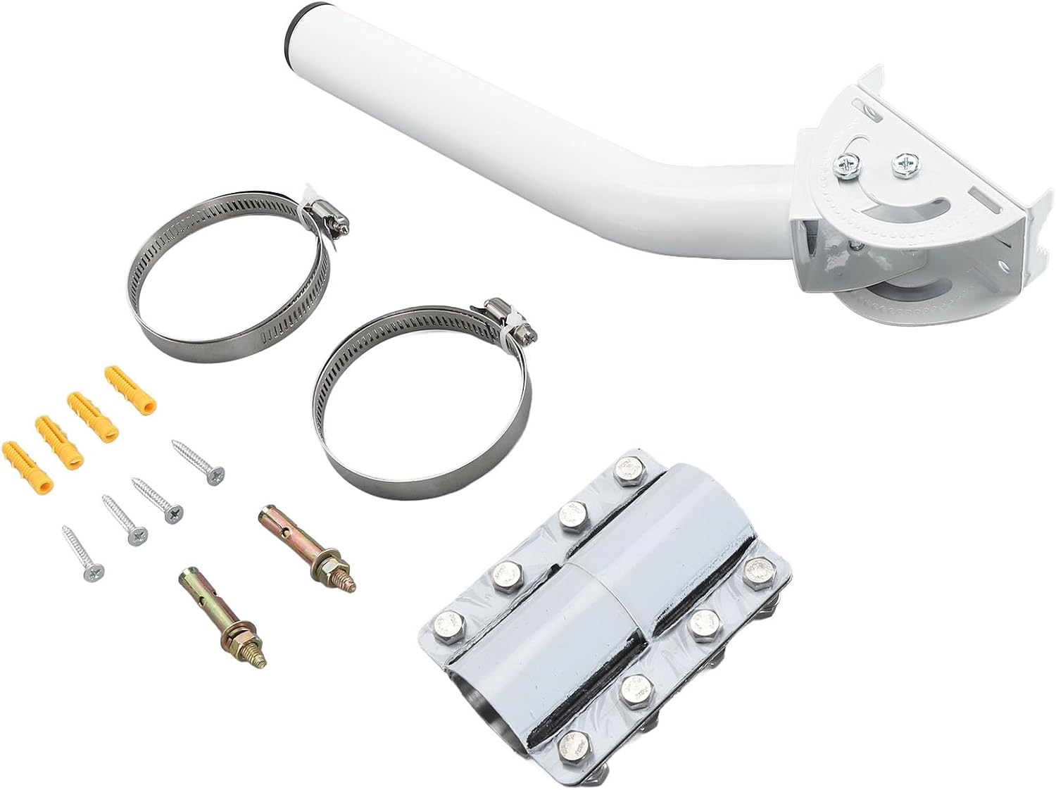 Antenna Pole Mount, V2 Outdoor Adjustable Mount Weather Short Wall J Pole Roof Mounting Kit, for V2 Rectangular Dish